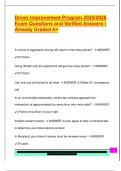 Driver Improvement Program 2025&sol;2026  Exam Questions and Verified Answers &vert;  Already Graded A&plus; 