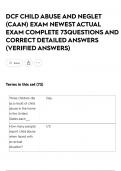 DCF CHILD ABUSE AND NEGLET &lpar;CAAN&rpar; EXAM NEWEST ACTUAL EXAM COMPLETE 73QUESTIONS AND CORRECT DETAILED ANSWERS &lpar;VERIFIED ANSWERS&rpar;