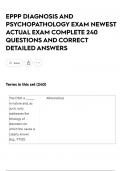 EPPP DIAGNOSIS AND PSYCHOPATHOLOGY EXAM NEWEST ACTUAL EXAM COMPLETE 240 QUESTIONS AND CORRECT DETAILED ANSWERS