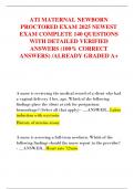 ATI MATERNAL NEWBORN  PROCTORED EXAM 2025 NEWEST  EXAM COMPLETE 140 QUESTIONS  WITH DETAILED VERIFIED  ANSWERS &lpar;100&percnt; CORRECT  ANSWERS&rpar; &sol;ALREADY GRADED A&plus;