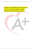 South Carolina Biology EOC Review ACTUAL Exam&comma; Newest Update Questions and Detailed Answers