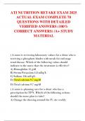 ATI NUTRITION RETAKE EXAM 2025  ACTUAL EXAM COMPLETE 70  QUESTIONS WITH DETAILED  VERIFIED ANSWERS &lpar;100&percnt;  CORRECT ANSWERS&rpar; &sol;A&plus; STUDY  MATERIAL 