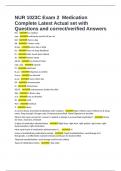 NUR 1023C Exam 2  Medication Complete Latest Actual set with Questions and correct&sol;verified Answers