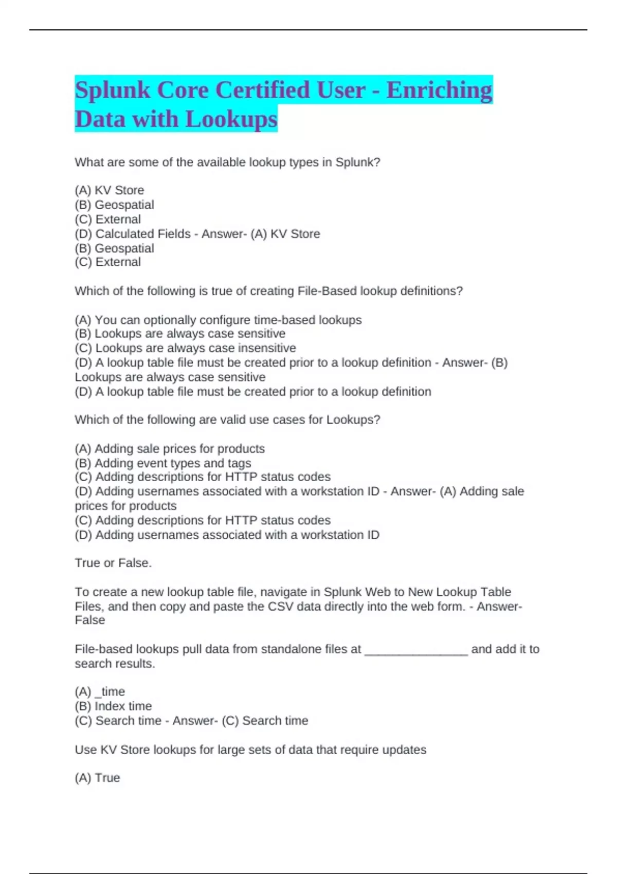 Splunk Visualizations Labs Answers.pdf Splunk Core Certified User - Enriching Data with Lookups Exam Questions ...