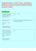 Integrated Science A - Unit 4&colon; Exam &sol; Actual Exam Questions and Correct Answers &lpar;Verified&comma; Detailed Answers&rpar; A Grade&period;  