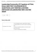 Leadership&sol;Community ATI Capstone ACTUAL EXAM 2025 TEST COMPREHENSIVE QUESTIONS AND VERIFIED ANSWERS &lpar;DETAILED & ELABORATED&rpar; 100&percnt; SOLVED 2025&excl;&excl;