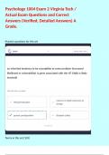 Psychology 1004 Exam 2 Virginia Tech &sol; Actual Exam Questions and Correct Answers &lpar;Verified&comma; Detailed Answers&rpar; A Grade&period;