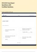 CM 2215 Coss Exam&sol; Questions with Certified Solutions&period;