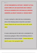 ATI RN FUNDAMENTALS RETAKE 1 NEWEST ACTUAL  EXAM COMPLETE 200 QUESTIONS AND CORRECT  DETAILED ANSWERS WITH RATIONALES &lpar;VERIFIED  ANSWERS&rpar; &vert;ALREADY GRADED A&plus;&sol; BRAND NEW&excl;&excl;&excl; 