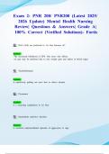 Exam 2&colon; PNR 200&sol; PNR200 &lpar;Latest 2025&sol; 2026 Update&rpar; Mental Health Nursing Review&vert; Questions & Answers&vert; Grade A&vert; 100&percnt; Correct &lpar;Verified Solutions&rpar;- Fortis