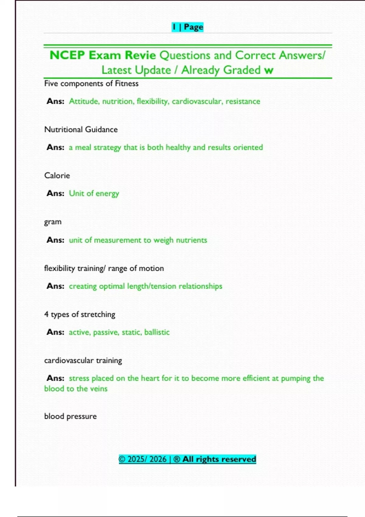 Ncevp Guide.pdf NCEP Exam Review – 2025/2026 – Complete Study Guide with Questions and ...