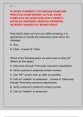 FLORIDA PHARMACY TECHNICIAN EXAM AND  PRACTICE EXAM NEWEST ACTUAL EXAM  COMPLETE 300 QUESTIONS AND CORRECT  DETAILED ANSWERS &lpar;VERIFIED ANSWERS&rpar;  &vert;ALREADY GRADED A&plus;&sol; BRAND NEW&excl;&excl;&excl; 