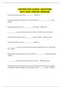 CONTRACTOR LICENSE- QUESTIONS  WITH 100&percnt; VERIFIED ANSWERS