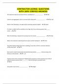 CONTRACTOR LICENSE- QUESTIONS  WITH 100&percnt; VERIFIED ANSWERS