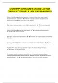 CALIFORNIA CONTRACTORS LICENSE LAW TEST  CLASS QUESTIONS WITH 100&percnt; VERIFIED ANSWERS
