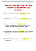 A&plus;P MIDTERM ARIZONA COLLEGE  EXAM 2025 QUESTIONS AND  ANSWERS&period;