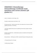 ONS&sol;ONCC Chemotherapy Immunotherapy Certificate exam questions and correct answers &lpar;all graded A&plus;&rpar;
