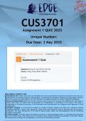 CUS3701 Assignment 1 &lpar;ANSWERS&rpar; 2025 - DISTINCTION GUARANTEED
