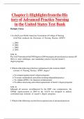 Chapter 1&colon; Highlights from the His tory of Advanced Practice Nursing in the United States Test Bank