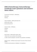 ONS Chemotherapy Immunotherapy Certificate exam questions and answers latest edtion&period;