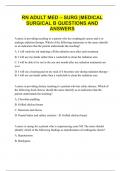 RN ADULT MED &ndash; SURG &vert;MEDICAL SURGICAL B QUESTIONS AND ANSWERS