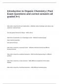 Introduction to Organic Chemistry &lpar; Past Exam Questions and correct answers all graded A&plus;&rpar;