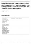 Florida Personal Lines Exam Questions ACTUAL EXAM QUESTIONS WITH COMPLETE SOLUTION GUIDE&rpar; &lpar;MULTIPLE CHOICES&rpar; &lpar;A&plus; GRADED 100&percnt; VERIFIED&rpar; LATEST VERSION 2025