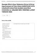 Georgia DDA 6-Hour Defensive Driver & Driver Improvement ACTUAL EXAM QUESTIONS WITH COMPLETE SOLUTION GUIDE&rpar; &lpar;MULTIPLE CHOICES&rpar; &lpar;A&plus; GRADED 100&percnt; VERIFIED&rpar; LATEST VERSION 2025