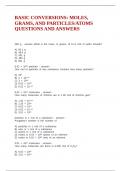 BASIC CONVERSIONS&colon; MOLES&comma; GRAMS&comma; AND PARTICLES&sol;ATOMS QUESTIONS AND ANSWERS