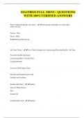 MASTROS FULL MENU- QUESTIONS WITH 100&percnt;VERIFIED ANSWERS