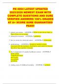 PN 4004 LATEST UPDATED 2025&sol;2026 NEWEST EXAM WITH COMPLETE QUESTIONS AND SURE VERIFIED ANSWERS 100&percnt; GRADED AT A&plus; SCORE SURE GUARANTEED PASS&excl;&excl;