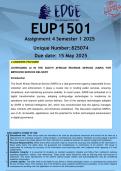 EUP1501 Assignment 4 &lpar;ANSWERS&rpar; Semester 2 2025 - DISTINCTION GUARANTEED