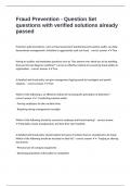 Fraud Prevention - Question Set questions with verified solutions already passed