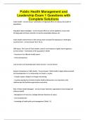 Public Health Management and Leadership Exam 1 Questions with Complete Solutions