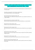 HOME CARE AIDE WRITTEN EXAM QUESTIONS AND ANSWERS UPDATED 2025 - 2026