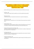 BECOMING A HOME HEALTH AIDE &lpar;HOSA&rpar; QUESTIONS WITH ACTUAL ANSWERS UPDATED 2025 - 2026