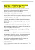 BNMN501 Multi-Choice Exam Questions With All Correct & Verified Answers