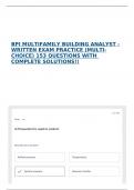 BPI MULTIFAMILY BUILDING ANALYST - WRITTEN EXAM PRACTICE &lpar;MULTI-CHOICE&rpar; 153 QUESTIONS WITH COMPLETE SOLUTIONS&excl;&excl;