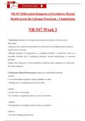 NR 547 Differential Diagnosis in Psychiatric-Mental Health across the Lifespan Practicum - Chamberlain  NR 547 Week 3 Exam Actual Questions and Revised Answers with Rationales&comma; &lpar;2025 &sol; 2026&rpar; &lpar;A&plus; Guarantee&rpar;