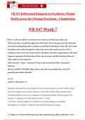 NR 547 Differential Diagnosis in Psychiatric-Mental Health across the Lifespan Practicum - Chamberlain  NR 547 Week 7  Exam Actual Questions and Revised Answers with Rationales&comma; &lpar;2025 &sol; 2026&rpar; &lpar;A&plus; Guarantee&rpar;