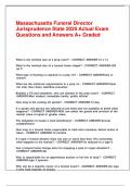 Massachusetts Funeral Director Jurisprudence State Exam &lpar;2025&rpar; &ndash; Actual Exam Questions and Answers &lpar;A&plus; Graded&rpar;
