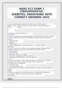 NURS 612 EXAM 1 &lpar;PERIOPERATIVE&comma; DIABETES&comma; ENDOCRINE&rpar; WITH CORRECT ANSWERS 2025