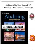 Solution Manual - for Auditing&colon; A Risk-Based Approach 12th Edition by Karla Johnstone-Zehms&comma; Audrey Gramling&comma; Larry Rittenberg&comma; verified chapters 1 - 15 questions with complete solutions&period;