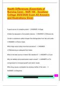 Health Differences &lpar;Essentials of  Nursing Care&rpar; - NUR 105 - Excelsior  College 2025&sol;2026 Exam All Answers  and Illustrations Given
