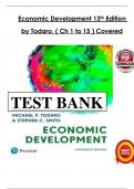 Test Bank for Economic Development 13th Edition by Todaro & Smith&comma; verified chapters 1 - 15 questions with complete solutions&period;
