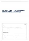 HSC 4624 EXAM 1 &vert; 127 QUESTIONS &vert; WITH ACCURATE SOLUTIONS&excl;&excl;