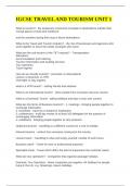 IGCSE TRAVEL AND TOURISM UNIT 1 QUESTIONS WITH CORRECT ANSWERS
