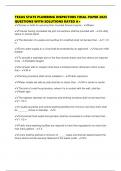 TEXAS STATE PLUMBING INSPECTORS FINAL PAPER 2025 QUESTIONS WITH SOLUTIONS RATED A&plus;