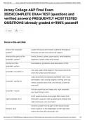 Jersey College A&P Final Exam 2025&vert;COMPLETE EXAM TEST &lpar;questions and verified answers&rpar; FREQUENTLY MOST TESTED QUESTIONS &vert;already graded A&plus;&vert;100&percnt; passed&excl;&excl;