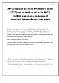 AP Computer Science Principles exam 2025&vert;new actual exam with 100&percnt; verified questions and correct solutions &vert;guaranteed value pack